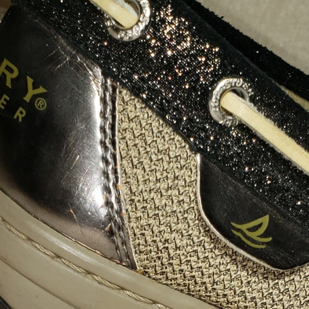 π Gorgeous Black Sparkle Sperry Top Sider - Picture 11 of 11
